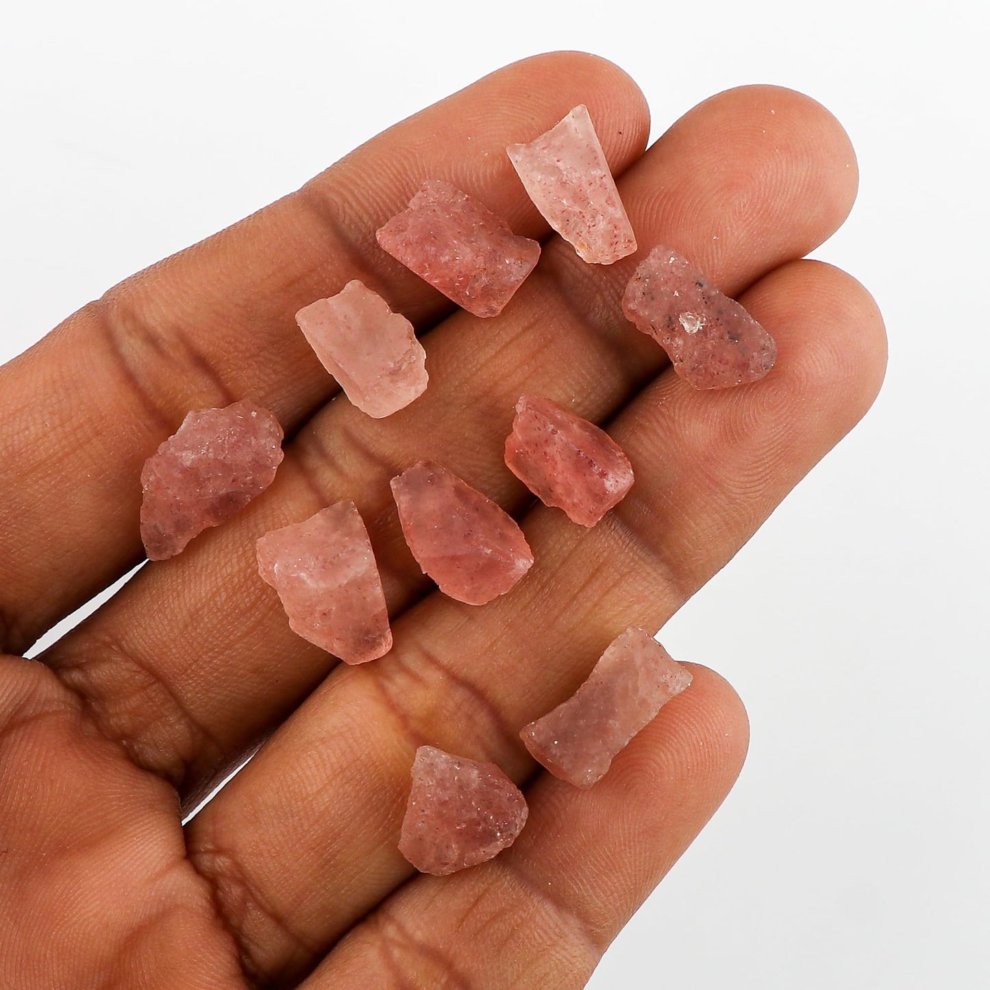 CRYSTALINES 100cts Wholesale Natural Raw Strawberry Quartz Gemstone, Untreated Rough Stones, Bulk Loose Supplies, Jewelry Making, DIY Crafts, Healing Crystals, Gem Collection, 25-27pcs