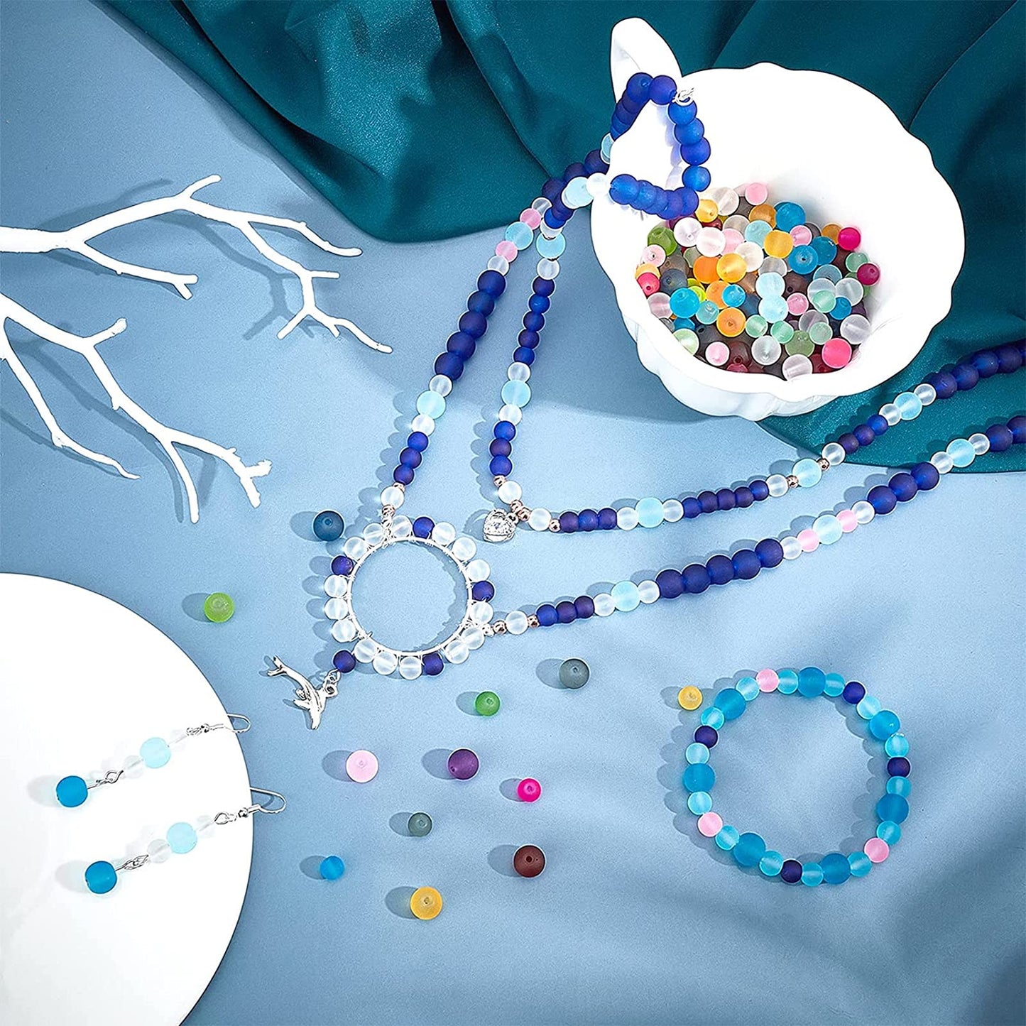 PH PandaHall 10mm Frosted Glass Beads 120pcs Bracelet Bead 10 Color Round Loose Beads Transparent Frosted Crystal Bead for Necklace Bracelet Earring Jewelry Making