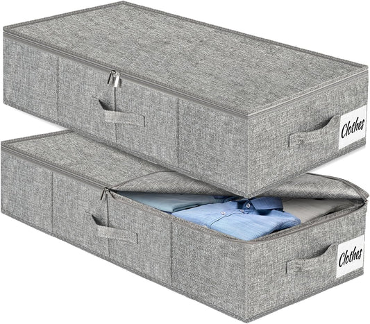 Under Bed Storage Bins by [Brand Name] - Foldable Organizer with Ultra Thick Fabric & Dual Zipper | 30x16x6.7"
