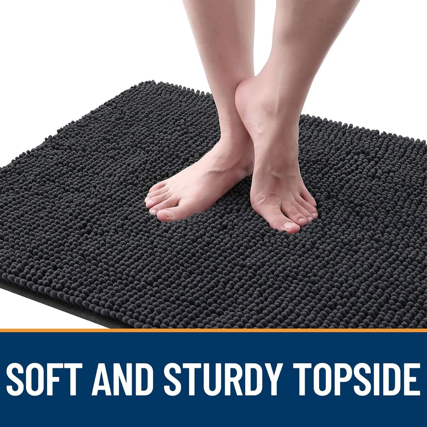 OLANLY Dog Door Mat - Absorbent Non-Slip Chenille Mat for Muddy Paws | 59x32, Dark Grey Indoor Entryway Carpet
