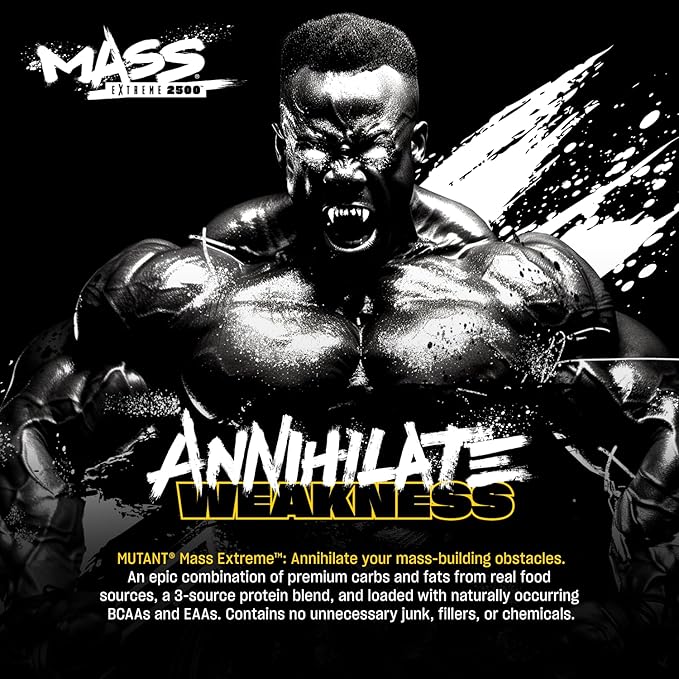 Mutant Mass Extreme Gainer ??Whey Protein Powder ??Build Muscle Size and Strength ??High Density Clean Calories (Cookies and Cream, 12 lbs)
