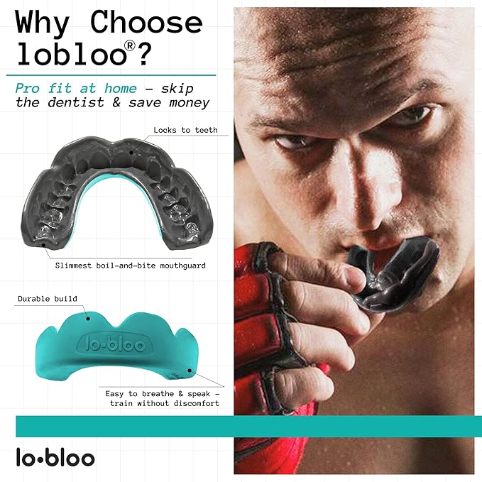 lobloo® PRO-FIT Sports Mouthguard ??Ultra Slim 1mm | Dentist-Level Protection | Precision Vacuum-Fit | Oxygen Performance | MMA, Boxing, Football, Basketball. (Large +14yrs, Red)