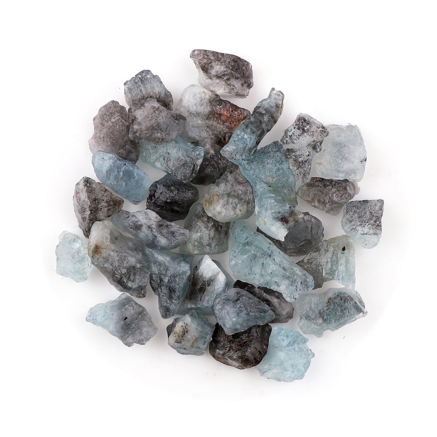 ColouredRocks Moss Aquamarine (100cts) (30-32pcs) (8-16mm) Natural Raw Crystals, Loose Gemstone, Wholesale Rough, Jewelry Making Supply, Chakra Healing Stones, DIY Craft, Gem Collection