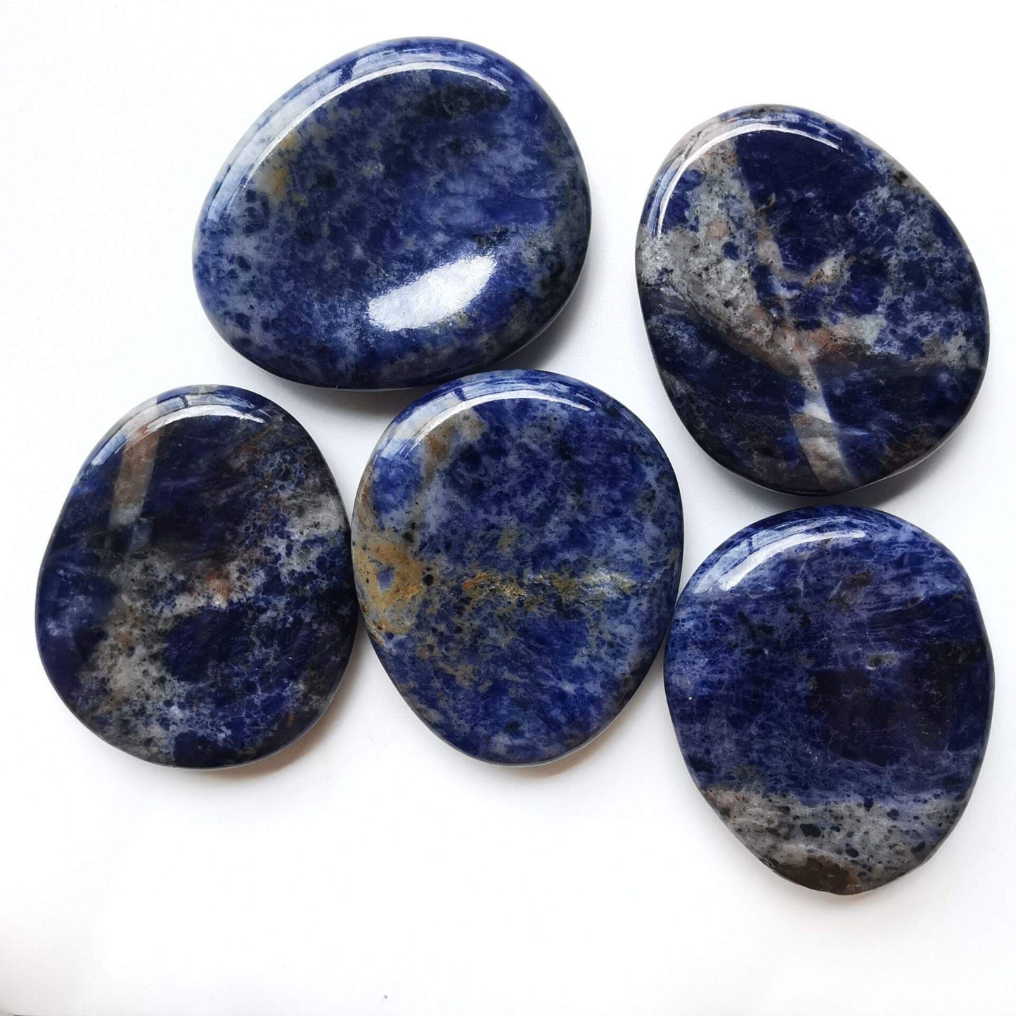 Loveliome Strawberry Quartz and Sodalite Thumb Worry Stone, Stress Relax Healing Reiki Crystal Pocket Palm Stones,Pack of 2