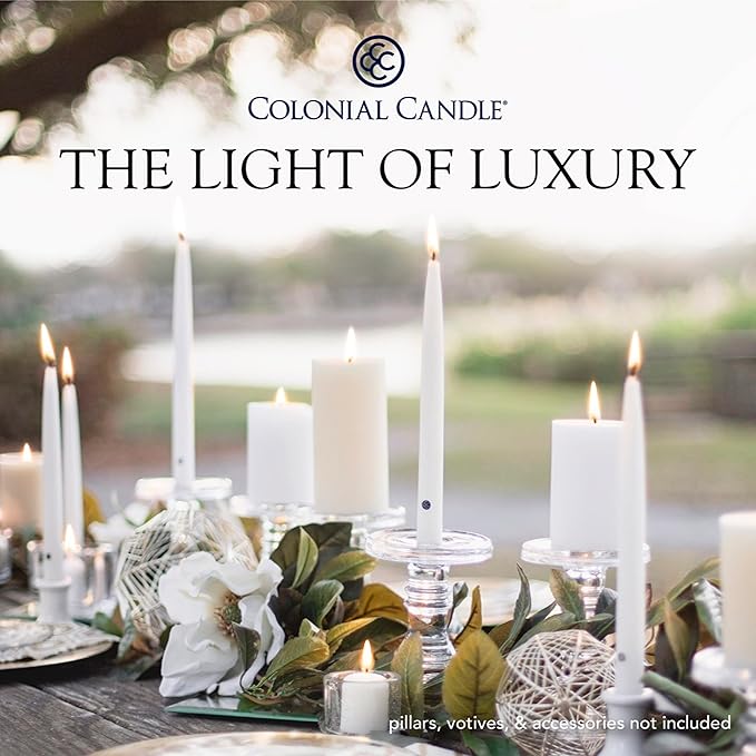 Colonial Candle Unscented Taper Candle, Classic Collection, Indigo, 10 In, Pack of 12 - Up to 8 Hours Burn