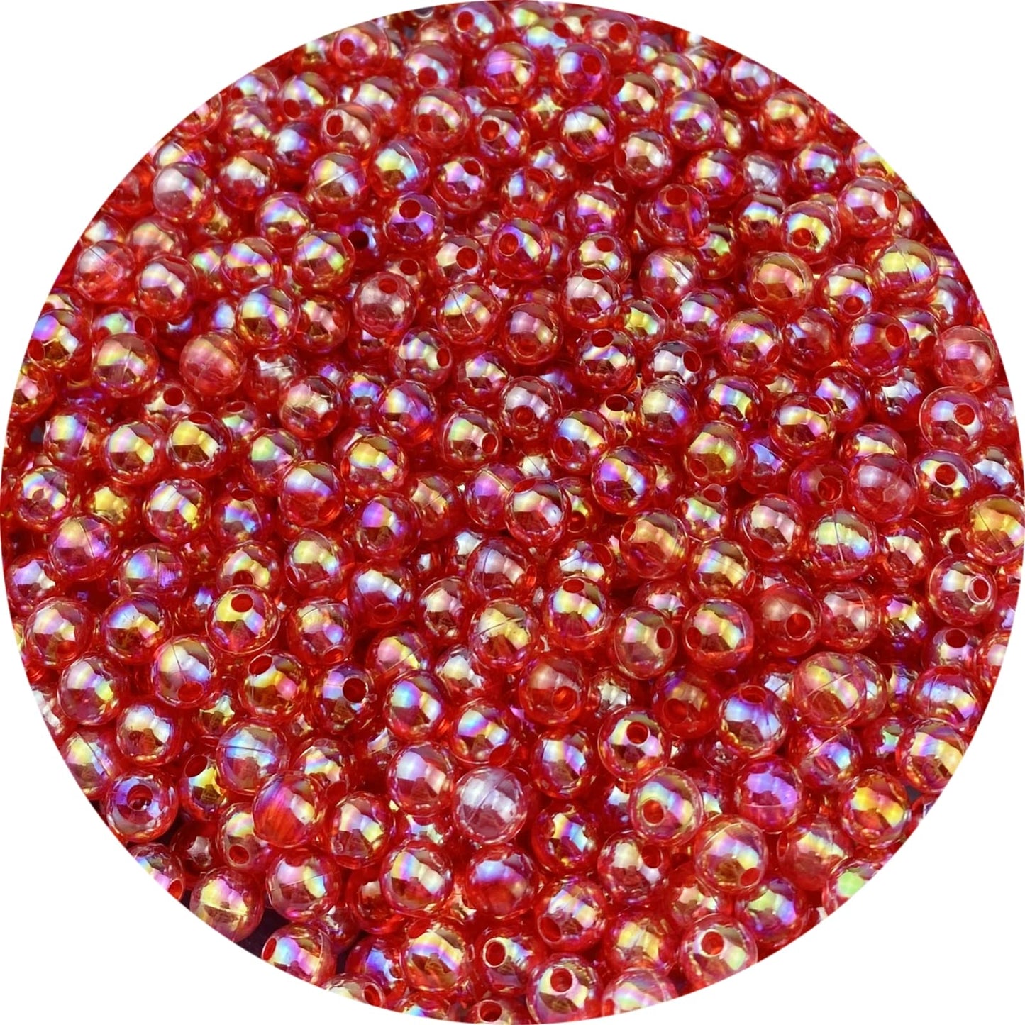 1000 Pcs 6mm Acrylic Round Beads AB Colors Round Spacer Beads for Earring Bracelet Necklace Key Chains Jewelry DIY Craft Making(Red AB)