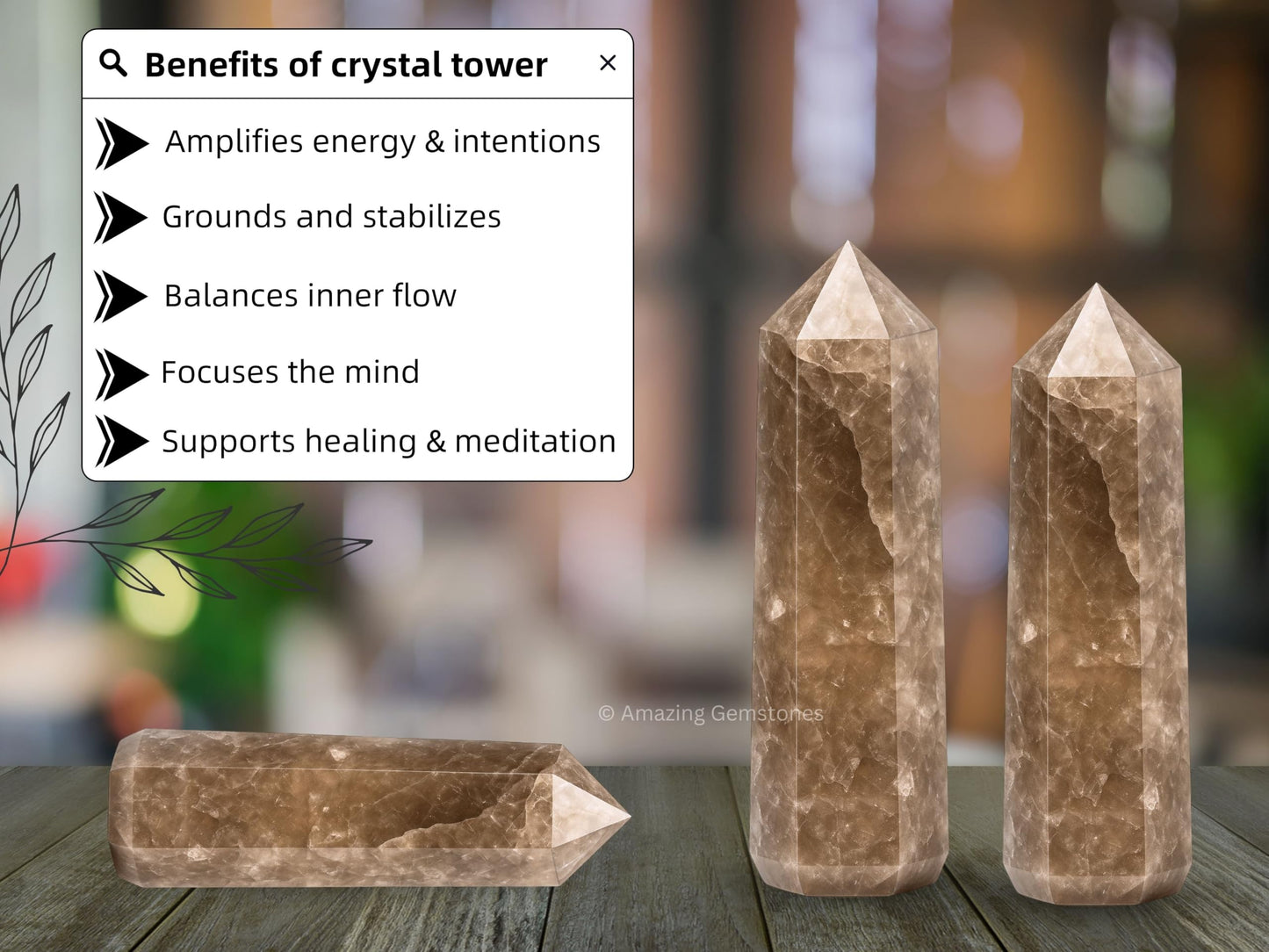 Amazing Gemstone Smoky Quartz Crystal Towers - Natural Healing Crystal Point Obelisk for Reiki Healing and Crystal Grid (3" to 4" INCH)