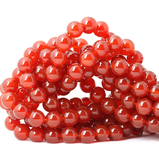 CHEAVIAN 35PCS 10mm Natural Red Agate Gemstone Round Loose Beads for Jewelry Making 1 Strand 15"