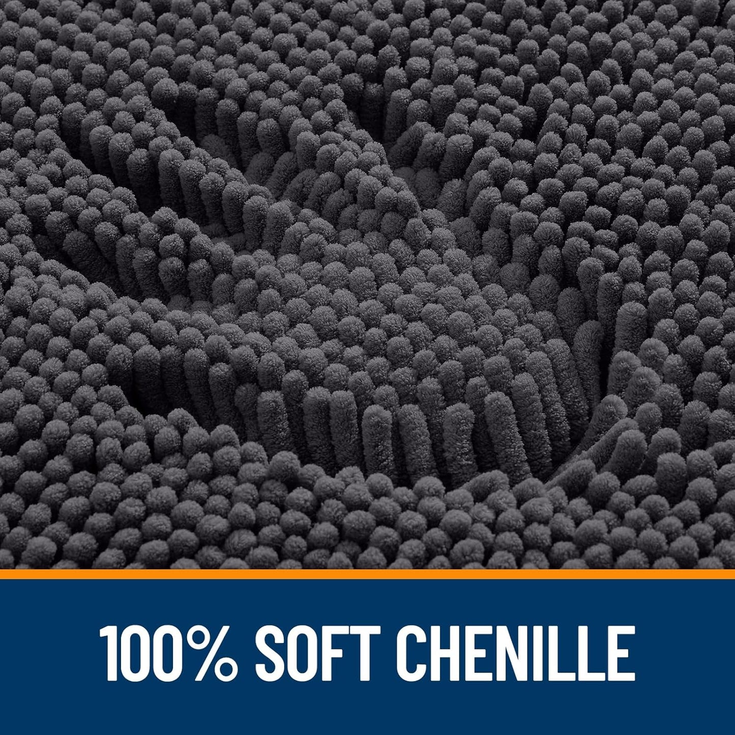 OLANLY Large Bathroom Rugs - Extra Soft Chenille Bath Mats | Quick Dry & Machine Washable, Dark Grey 59x35