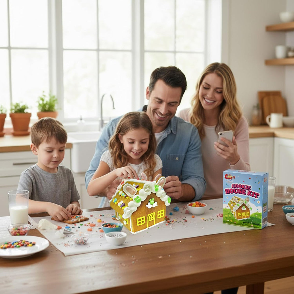 Spring Cookie Decorating Kit by Bunny House - Fun DIY Activity with Icing & Candies | Pre-Baked Panels Included