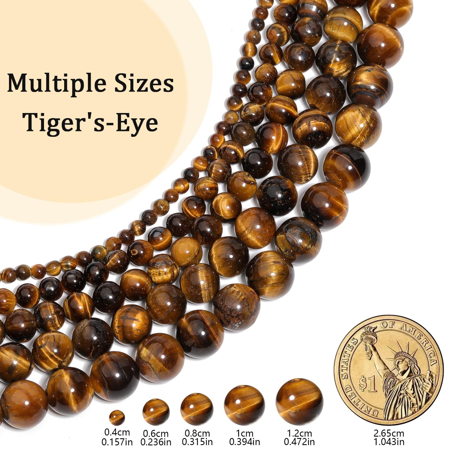Yochus Natural Tiger Eye Beads, 60Pcs 6MM Onyx Agate Color Enhance Round Loose Beads Bulk, DIY Charm Smooth Gemstone Beads for Jewelry Making(4mm 8mm 10mm 12mm Beads)