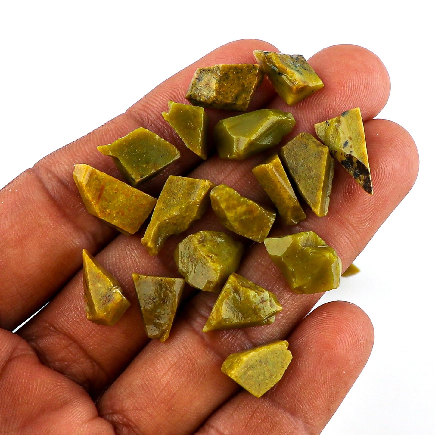 CRYSTALINES 100CT, Wholesale Natural Raw Green Opal Gemstone, Untreated Rough Stone, Bulk Loose Supplies-Jewelry Making, DIY Crafts, Chakra Healing Crystals, Birthstone, Gem Collection, 32-34pcs