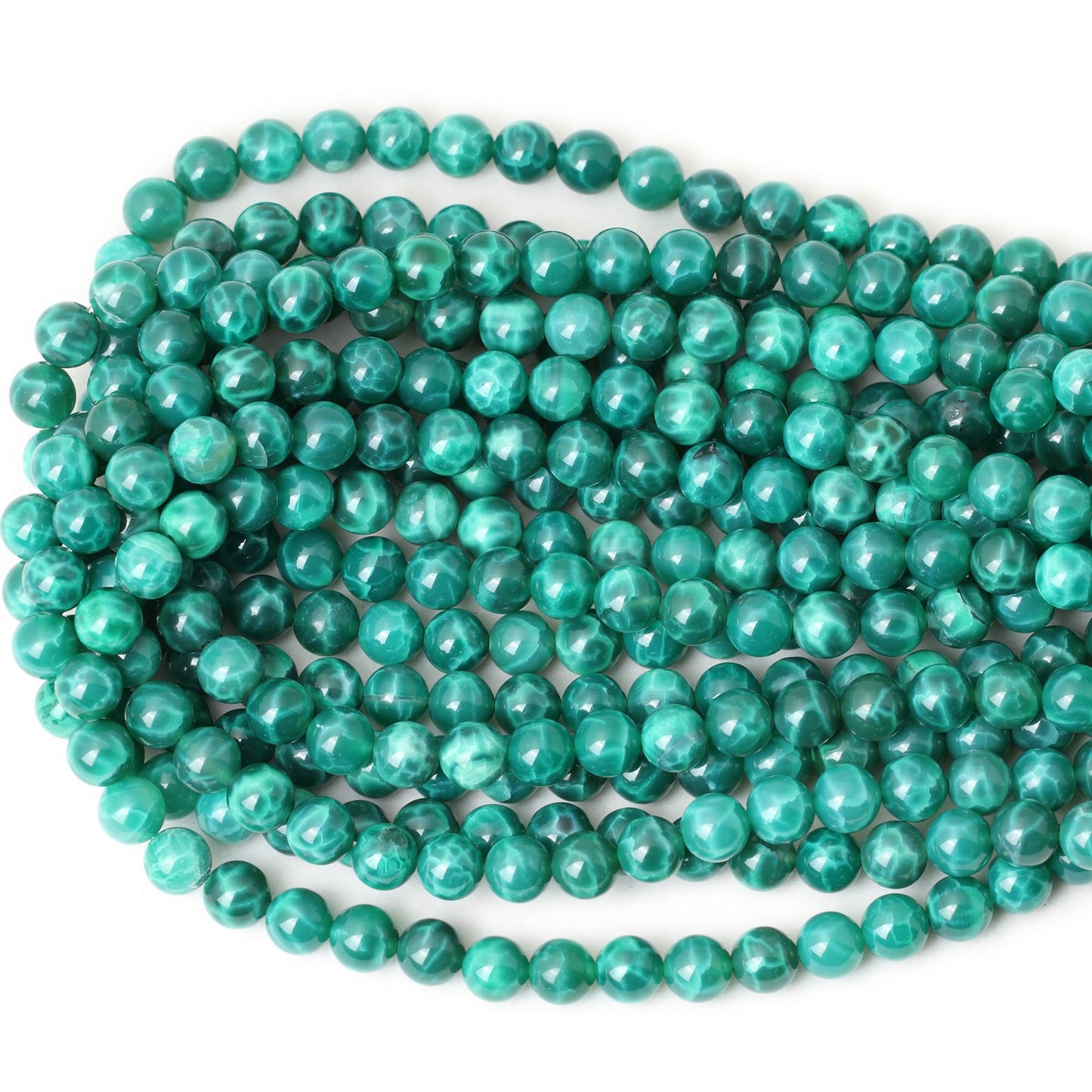 CHEAVIAN 45PCS 8mm Natural Peacock Vein Agate Gemstone Round Loose Beads for Jewelry Making Jewelry Design1 Strand 15"