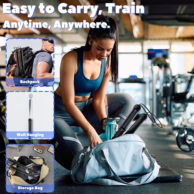 Ropeless Battle Rope, Battle Ropes for Home Gym, Strength, HIIT Workouts, Home Training, Quiet Fitness Equipment for Men & Women, 2PCS
