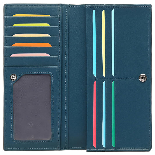 GOIACII Wallet Women RFID Blocking Thin Leather Clutch Credit Card Holder