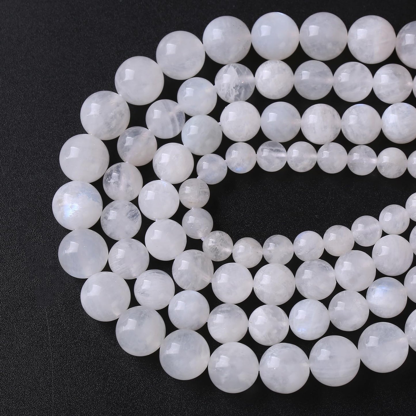 75PCS 10MM Natural Stone White Moonstone Gemstone Semi Precious Beads for Jewelry Making DIY Bracelet