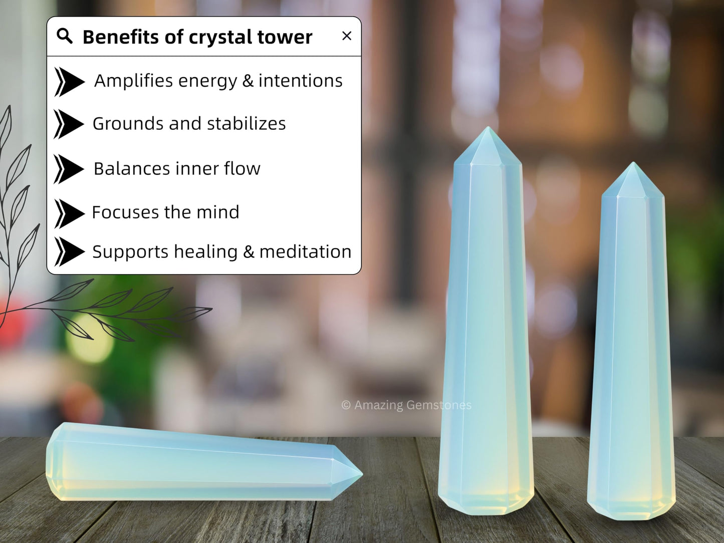 Amazing Gemstone Opalite Crystal Towers ~ Natural Healing Crystal Point Obelisk for Reiki Healing and Crystal Grid (2" to 3" INCH)