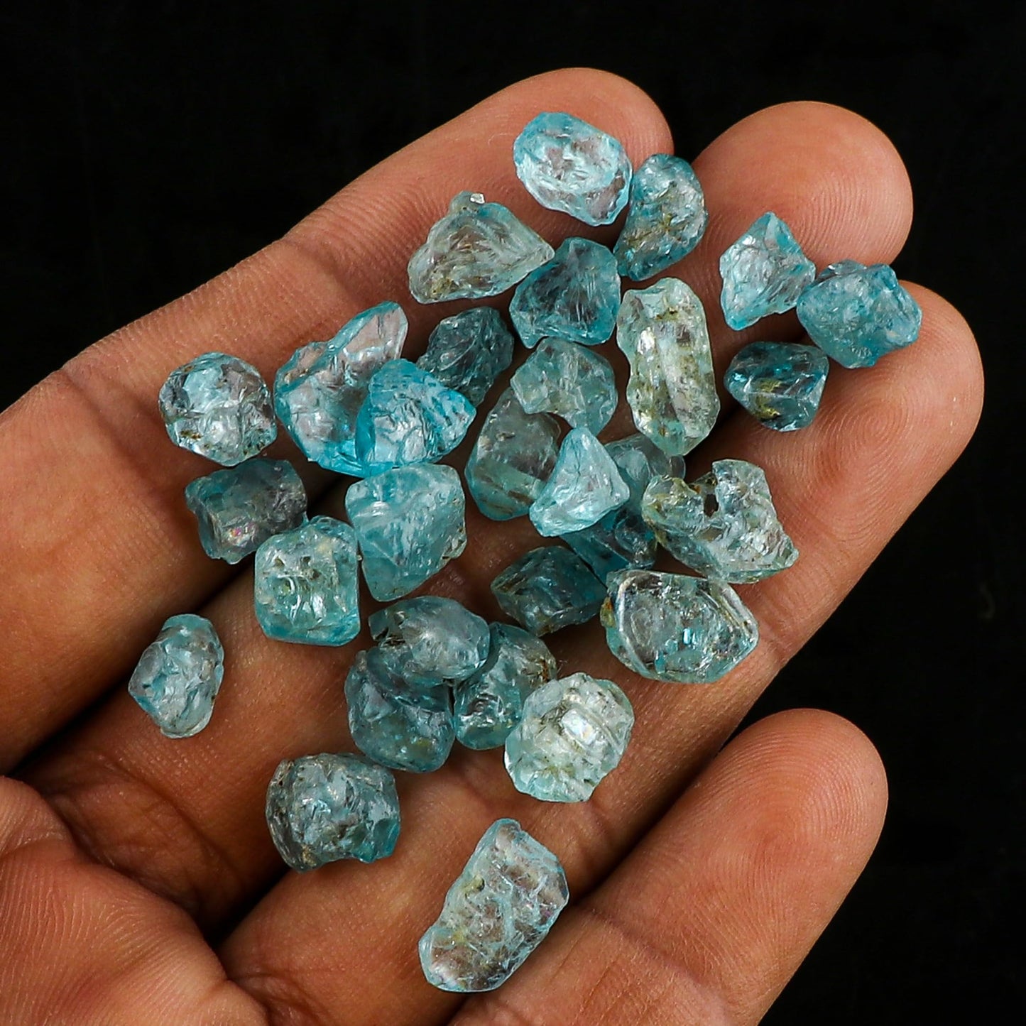 CRYSTALINES 100cts Wholesale Genuine Raw Blue Zircon Gemstone, Untreated Rough Stones, Bulk Loose Supplies, DIY Jewelry Making, Chakra Healing Crystals, December Birthstone, Gem Collection, 30-32pcs