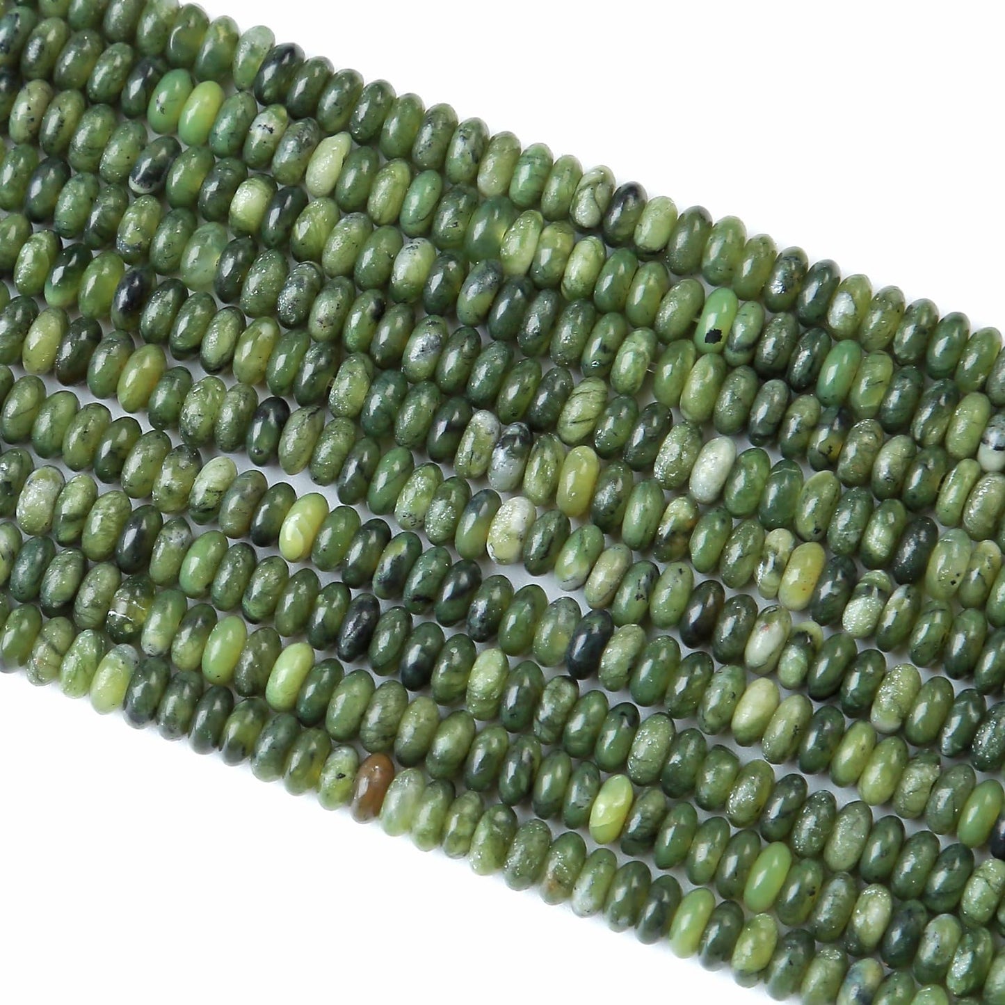 2x4MM 150PCS Chinese Green Jade Tube Rondelle Abacus Disk Spacer Loose Beads for Jewelry Making