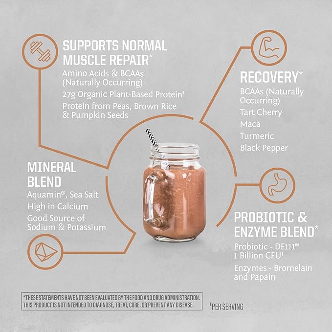 Sunwarrior Organic Plant Based Protein Powder | Vegan Organic Protein Powder with BCAAs Plus Recovery Minerals & Botanicals | Non-GMO Soy Dairy & Gluten Free (Chocolate Peanut Butter, 20 Servings)