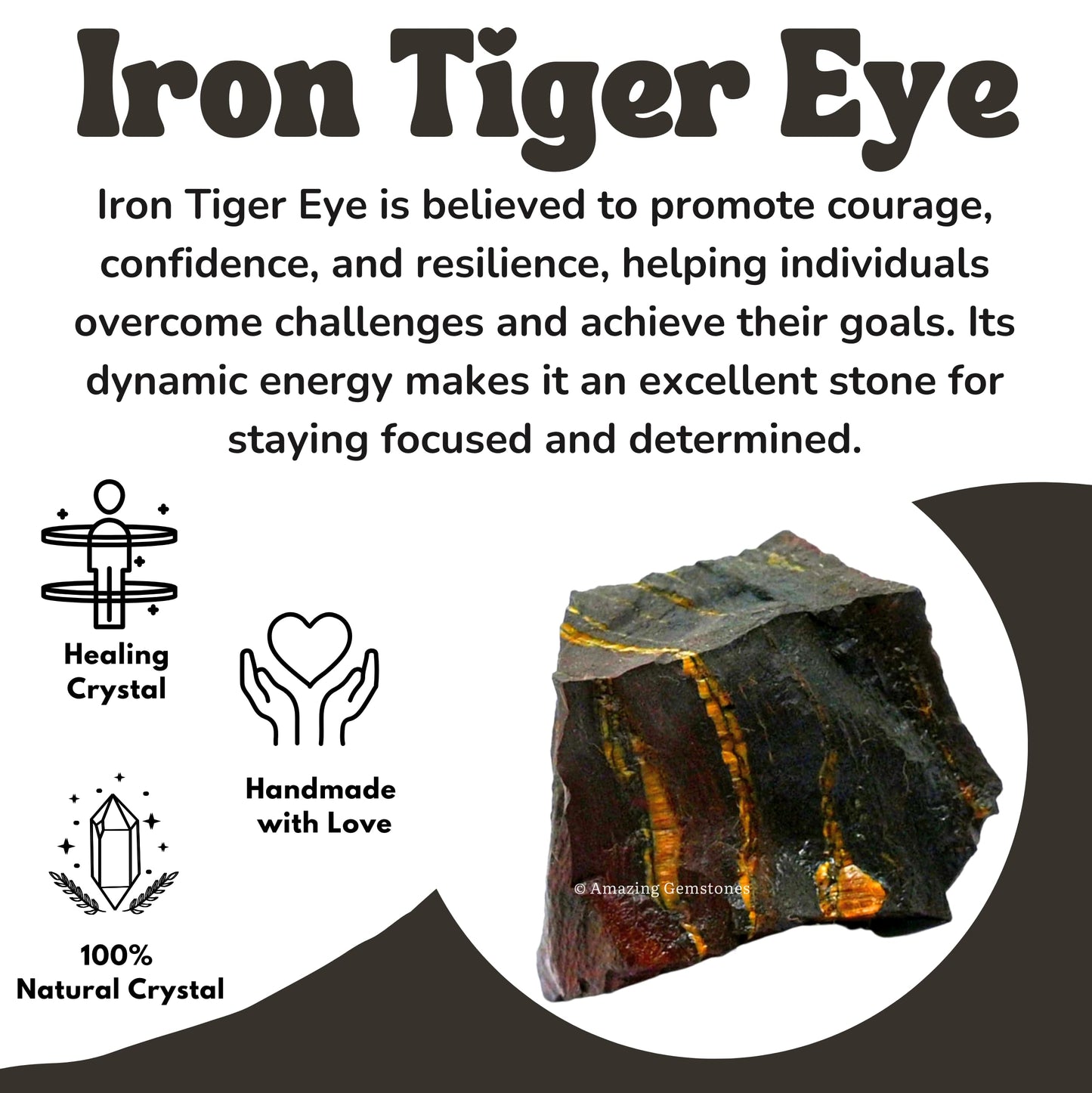 Amazing Gemstone Iron Tiger Raw Crystals and Healing Stones, Natural Rocks For Tumbling - DIY Raw Stones And Crystals (1 Piece)