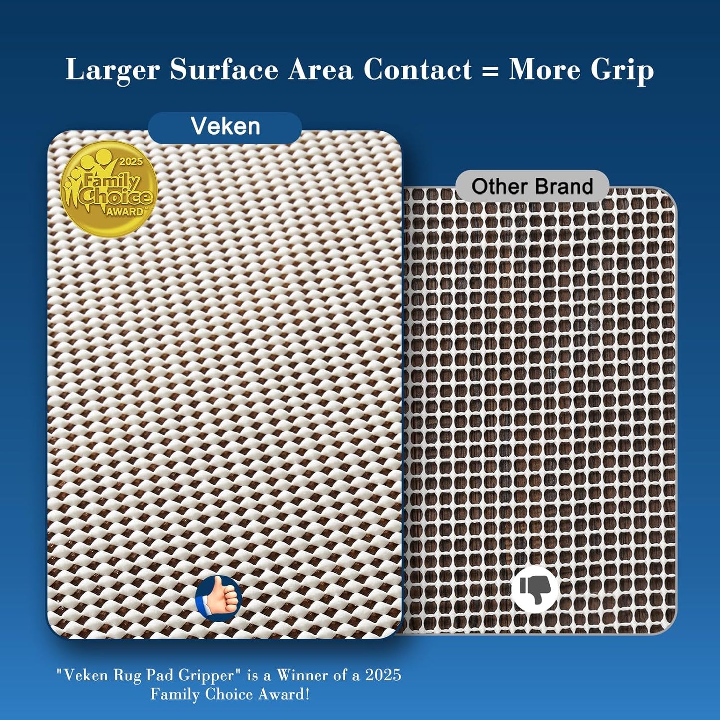 Veken Non-Slip Rug Pad Gripper - 4x8 Ft Thick Anti-Skid Mat for Hardwood & Tile Floors