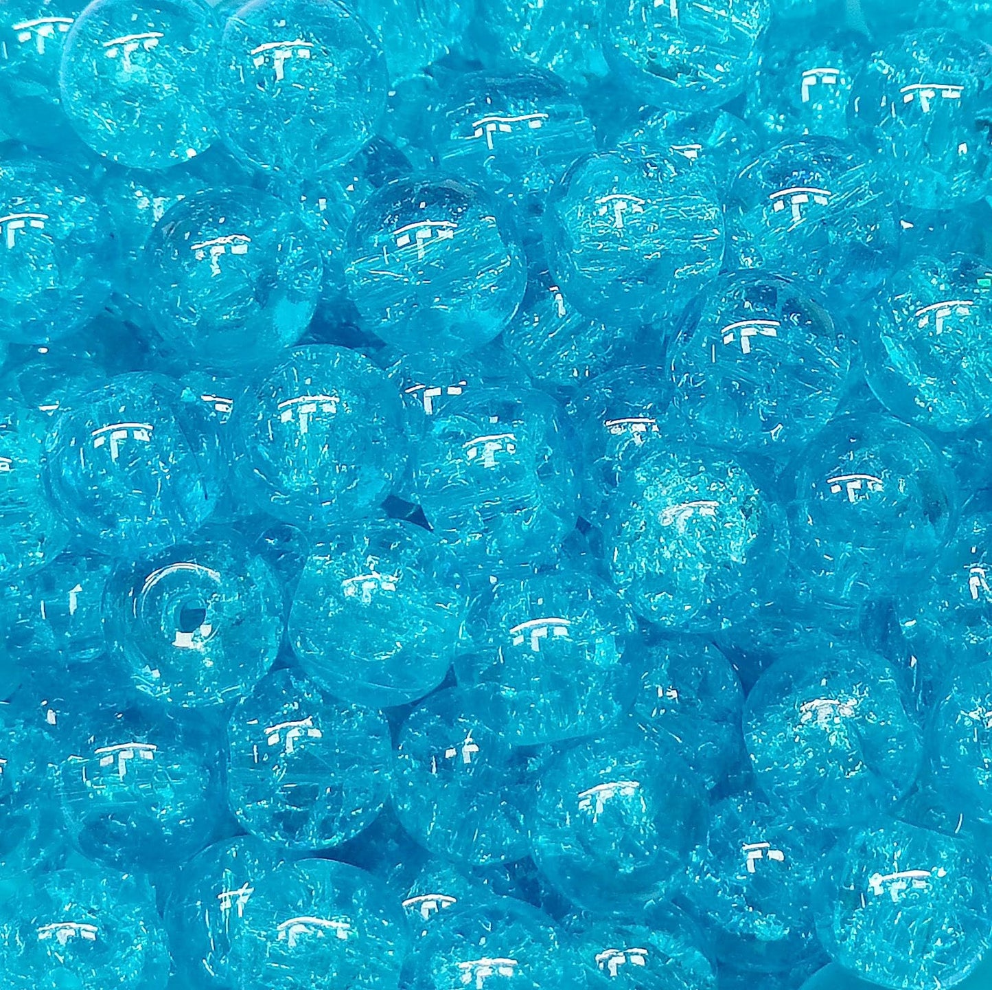 200PCS Glass Beads 8mm Glass Beads for Bracelets Necklaces Jewelry Making DIY Crafts (Sky Blue Crackle)