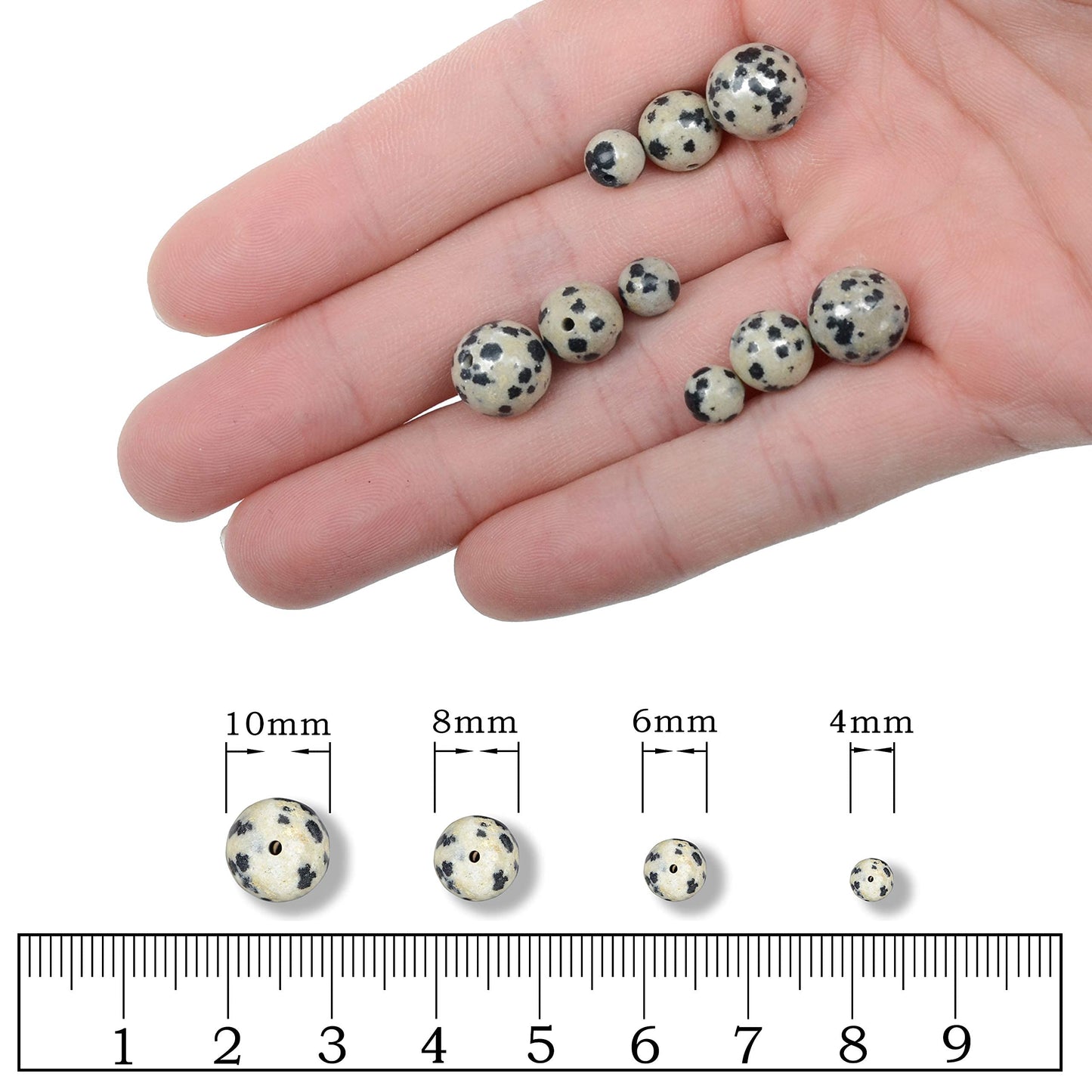 AD Beads Natural Gemstone Round Loose Beads 15" for Bracelet Necklace Earrings Jwelery Making Crafts DIY (10mm, Dalmation)