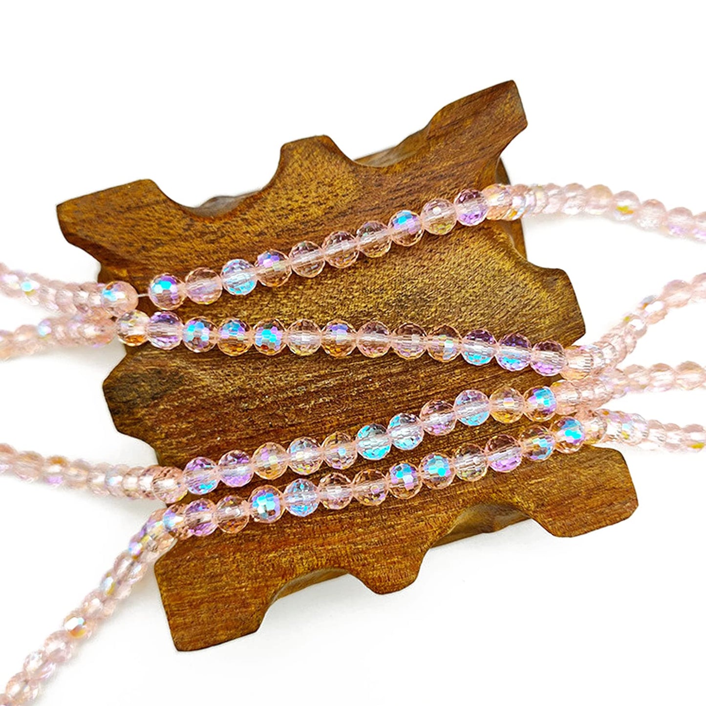 Dowarm 10MM Round Crystal Beads for Jewelry Making, Faceted Glass for Crafts, Bracelet, Wind Chimes, Suncatcher - Rondelle Spacer, Loose Gemstones, 50PCS, Vintage Rose Paradise