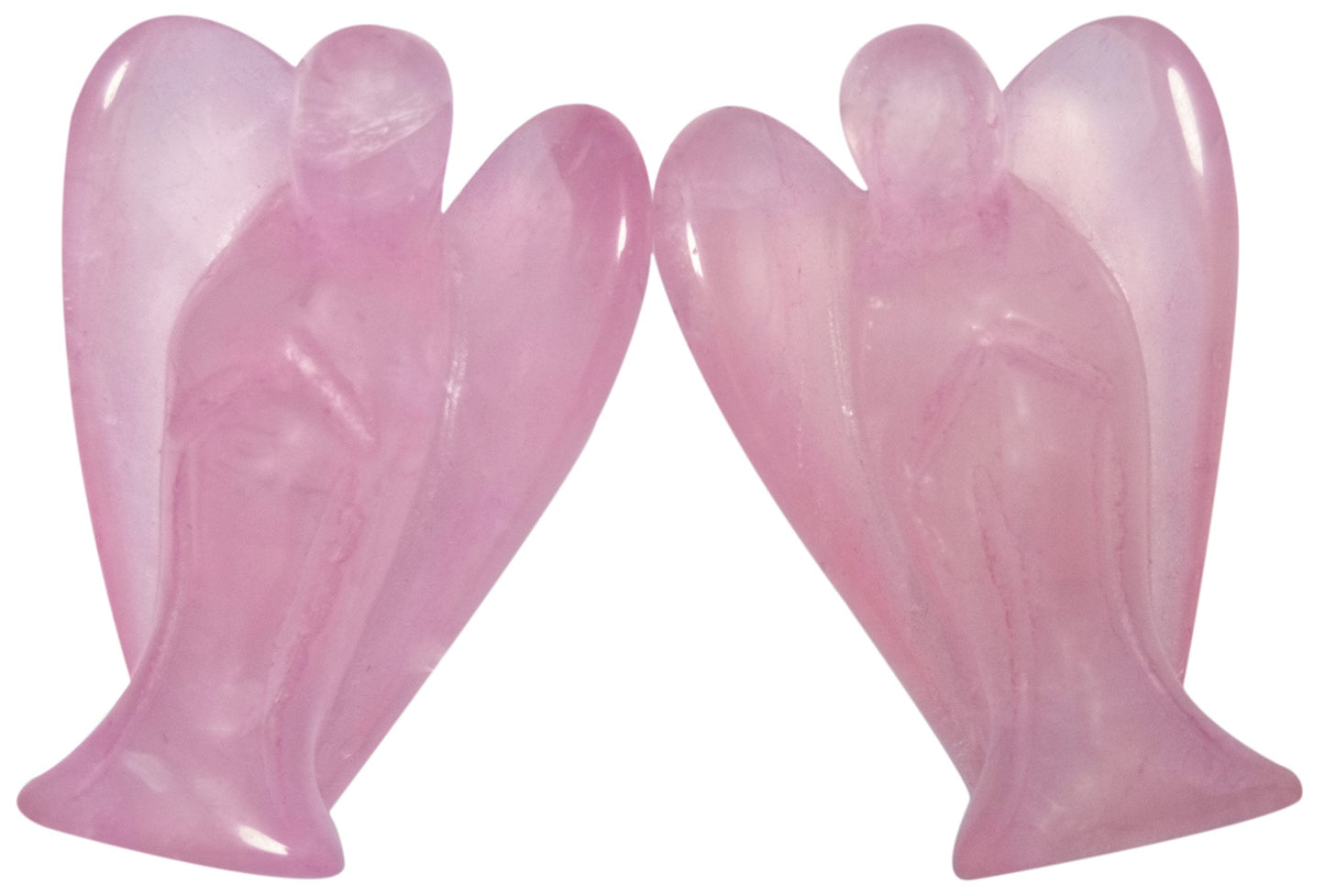 Mina Heal Pocket Guardian Angel Figurine, Hand-Carved Rose Quartz Crystal Statue, Palm-Size Angel Keepsake for Meditation, Comfort and Decorative Display (Set of 2)