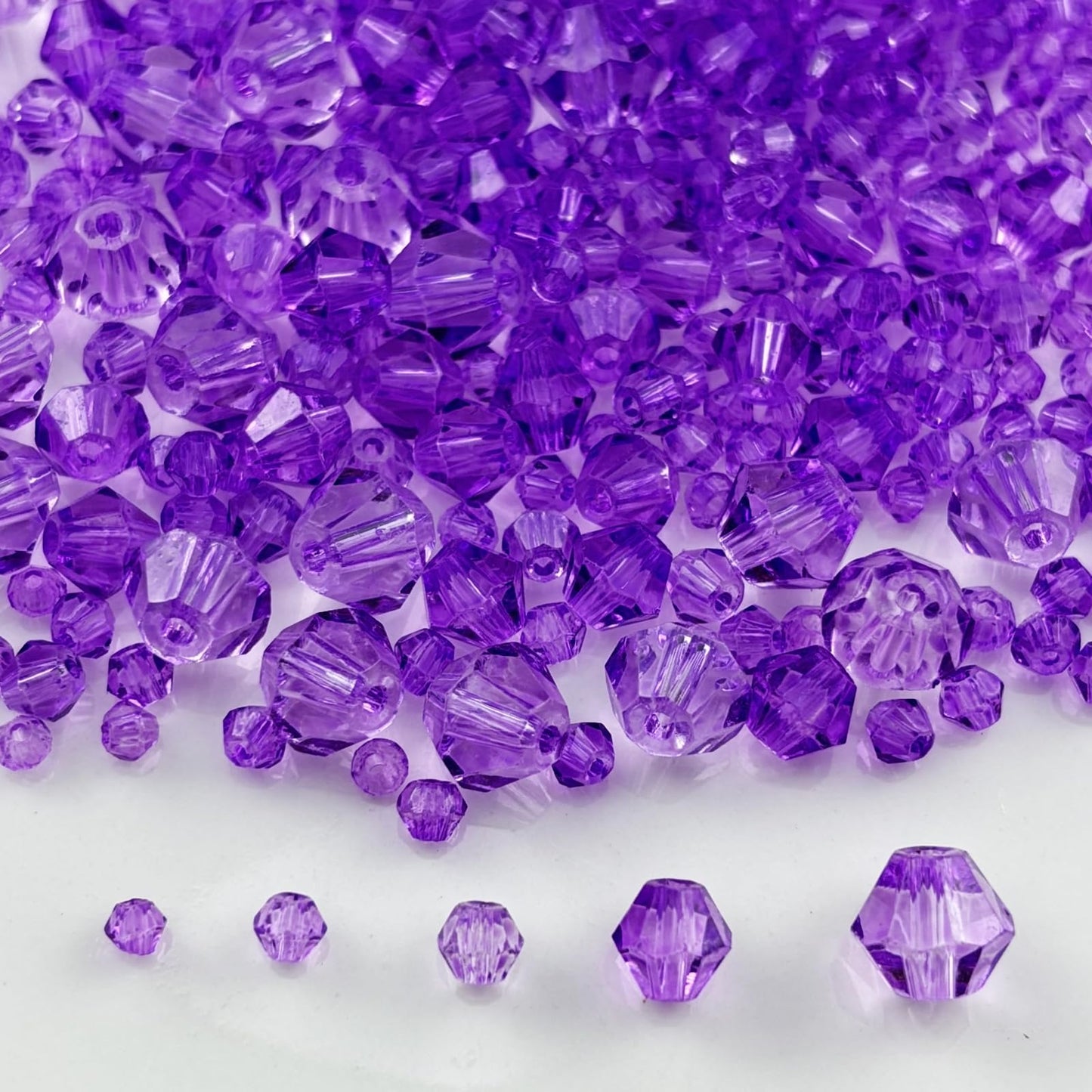 Pinhoollgo 1310pcs Bicone Crystal Glass Beads 2mm 3mm 4mm 6mm 8mm Faceted Crystal Spacer Beads for Bracelets Necklace Pendants Earrings DIY Jewelry Craft Making(Crystal Purple)