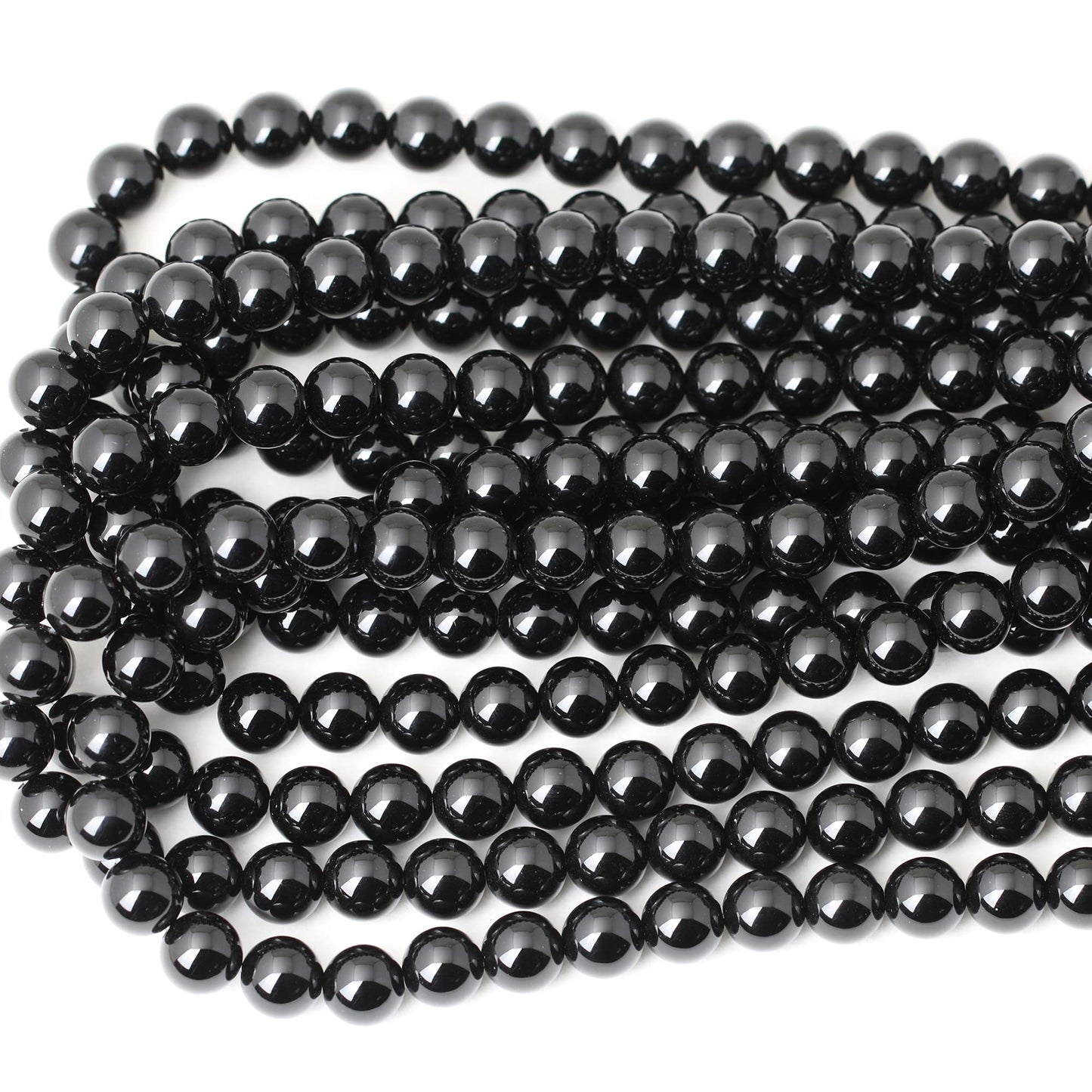 CHEAVIAN 35PCS 10mm Black Smooth Polish Onyx Agate Gemstone Round Loose Beads for Jewelry Making 1 Strand 15"