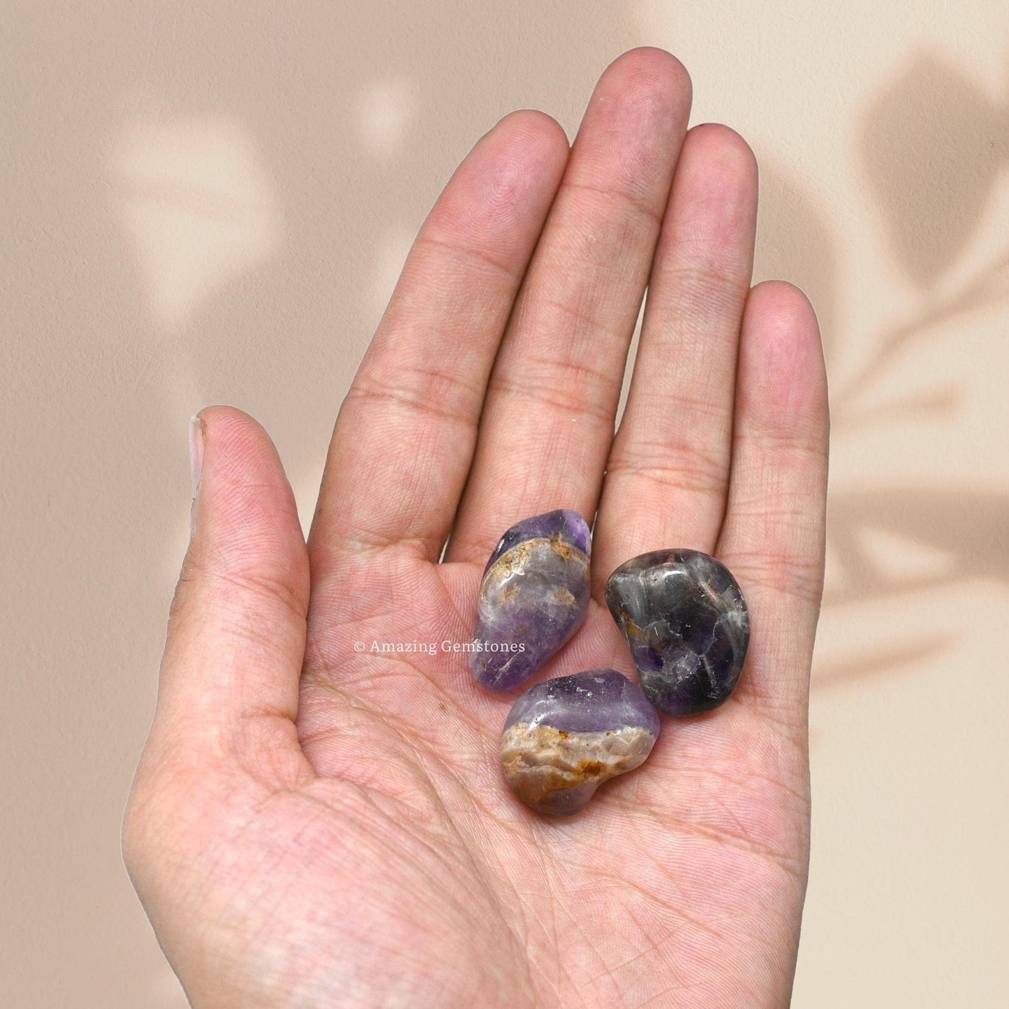 Amazing Gemstone Chevron Amethyst Crystals and Healing Stones Tumbled - 1 oz Chevron Amethyst Stone, Natural Healing Stones for Energy Balance, Stress Relief - Premium Polished Gems Rocks