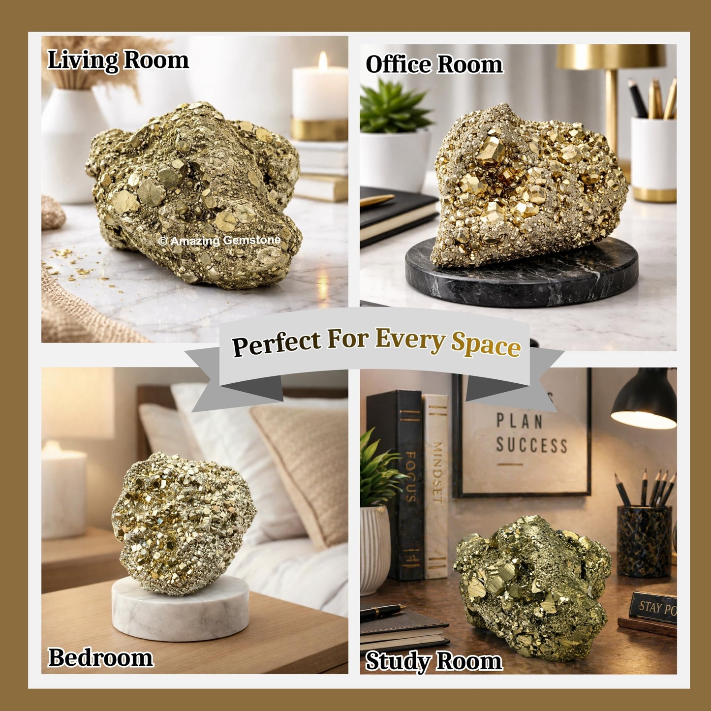 Amazing Gemstone Small Pyrite Crystal Stone Cluster Samples - Extra Large High Energy Natural Iron Pyrite Stone Pirita Piedra Original with Healing Properties (Upto 40 Gram)