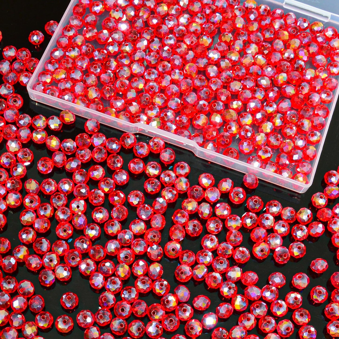 Laopottbeads 460Pcs 8mm Crystal Glass Beads for Jewelry Making Beads for Bracelets Necklace Pendants Making Supplies(Red)