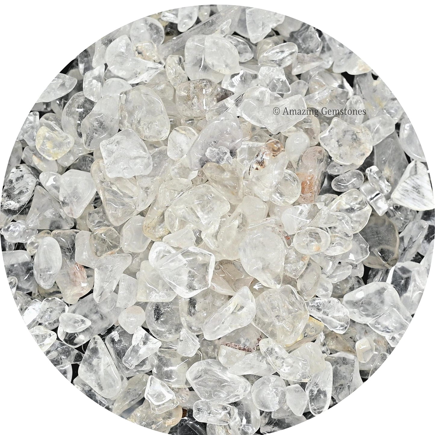 Amazing Gemstone Clear Quartz Crystal Chips Aquarium Gravel Rocks - 1000+ Carat Clear Quartz Chips Bulk Fish Tank Gravel, Small Tumbled Stone Chips and Tiny Crystals for Decoration (Natural AAA Grade)