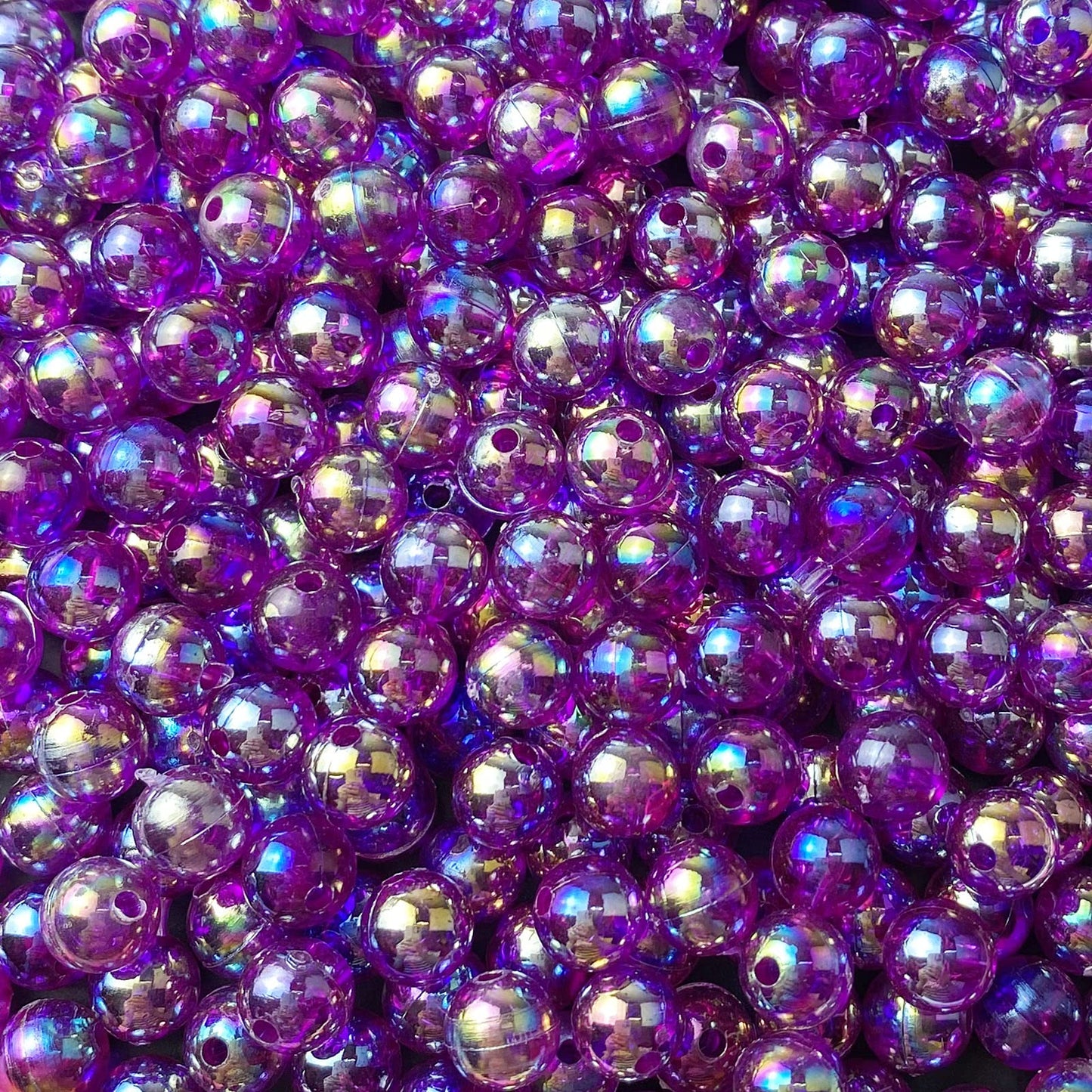 300 Pcs 8mm Acrylic Round Beads AB Colors Round Spacer Beads for Earring Bracelet Necklace Key Chains Jewelry DIY Craft Making(Dark Purple AB)