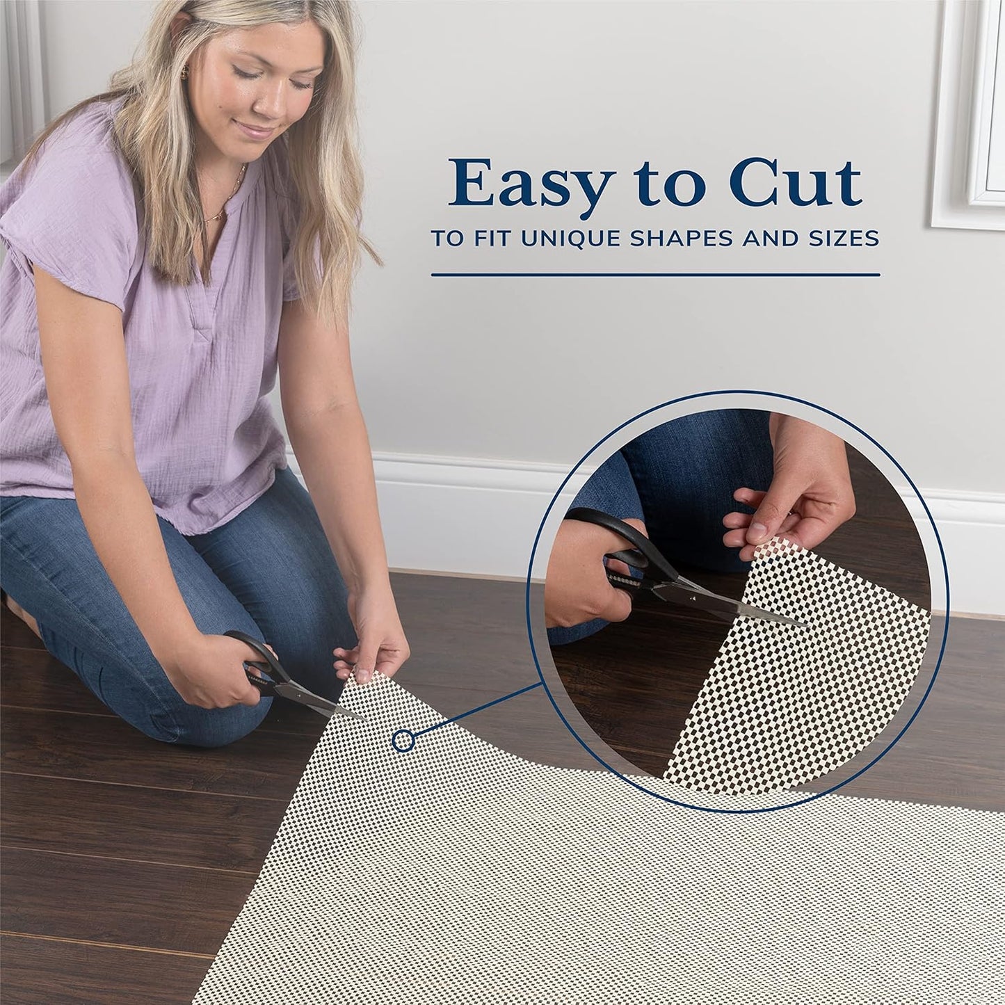Veken Non-Slip Rug Pad Gripper - 3x10 Ft Thick Anti-Skid Mat for Hardwood & Tile Floors