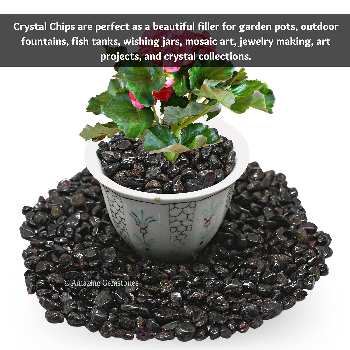 Amazing Gemstone Garnet Crystal Chips Aquarium Gravel Rocks - 1000+ Carat Garnet Chips Bulk Fish Tank Gravel, Small Tumbled Stone Chips and Tiny Crystals for Decoration (Natural AAA Grade Gemstones)