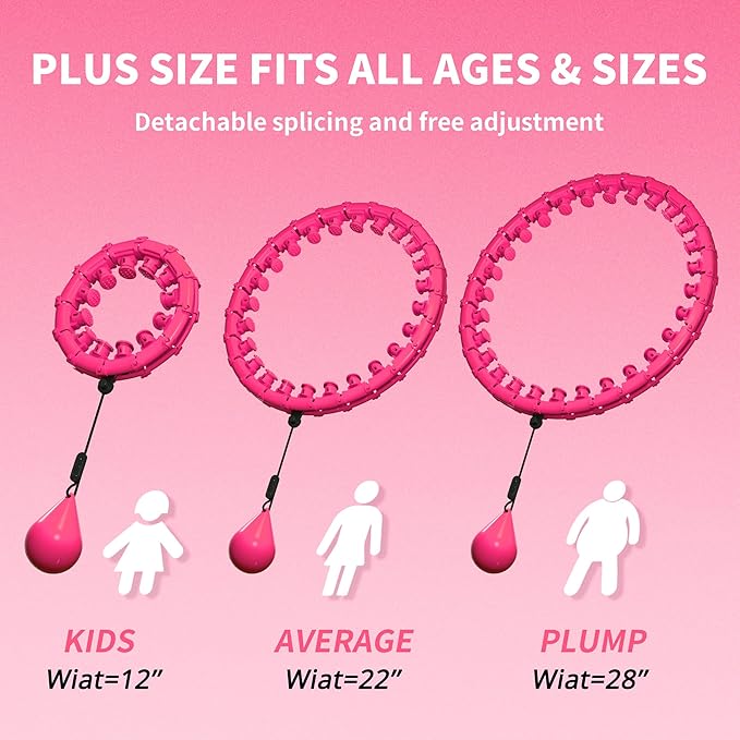 Weighted Hula Infinity Fitness Hoop for Adult Weight Loss, 2 in 1 Smart Fitness Workout Hula Circle Hoops with 28 Links(53 Inch), Exercise Fit Hoop Suitable for Women and Beginners