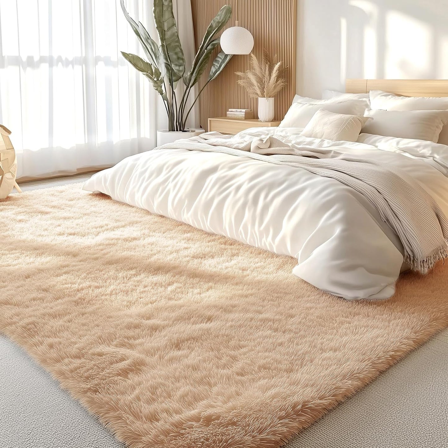 OLANLY Large Area Rug - Soft Fluffy Shaggy Indoor Carpet for Living Room & Bedroom | 8x10, Beige