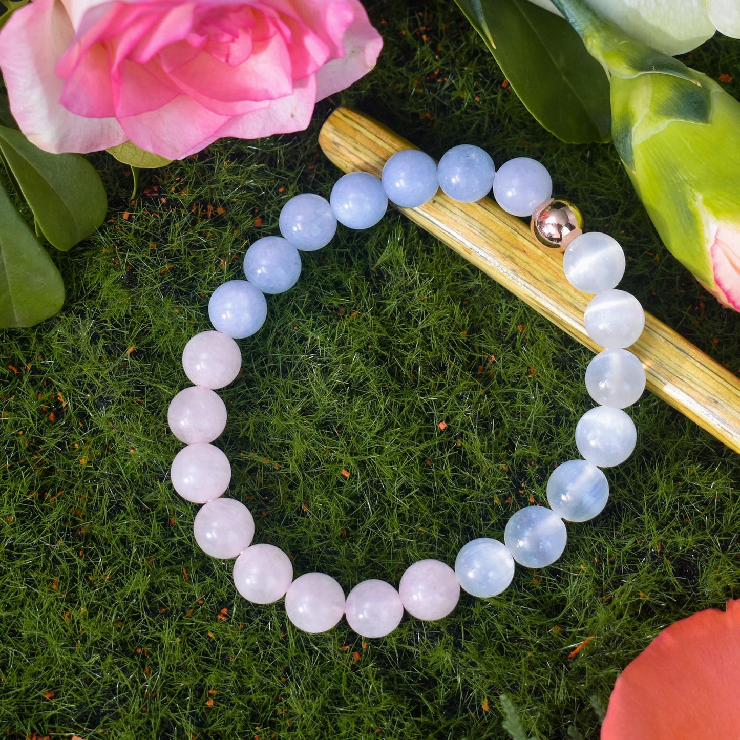 Ayriwoyi Rose Quartz Bracelet for Women Healing Crystal Stone Beaded Bracelet Aquamarine Love Bracelet Carnelian Selenite Bracelets