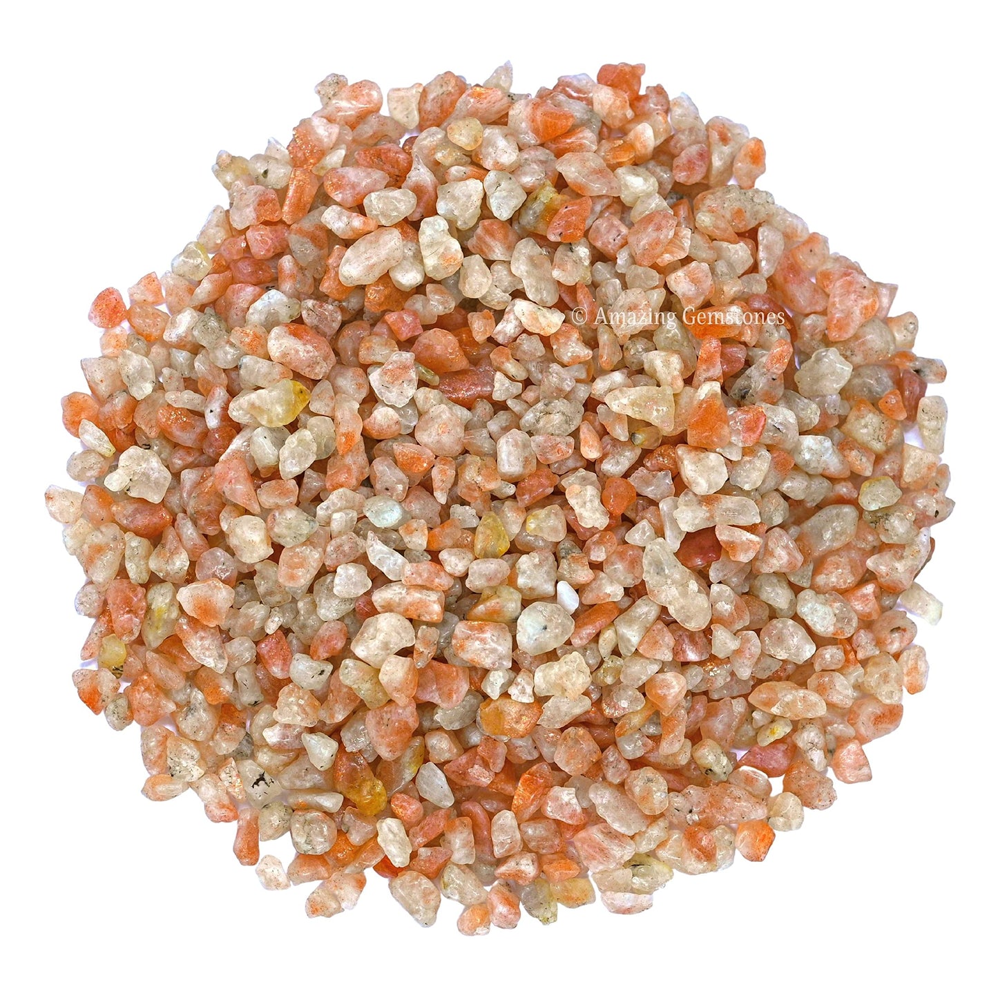Amazing Gemstone Sunstone Crystal Chips Aquarium Gravel Rocks - 1000+ Carat Sunstone Chips Bulk Fish Tank Gravel, Small Tumbled Stone Chips, Tiny Crystals for Decoration (Natural AAA Grade Gemstones)