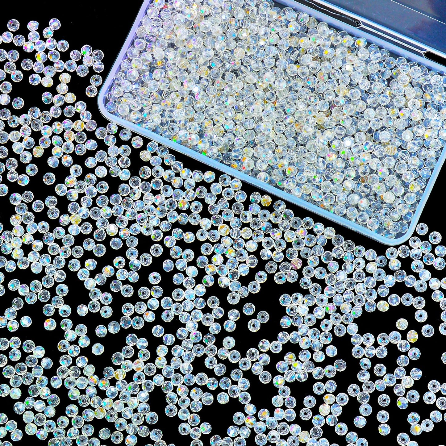 Laopottbeads 1200Pcs 4mm Crystal Glass Beads for Jewelry Making Beads for Bracelets Necklace Pendants Making Supplies(White AB Color)
