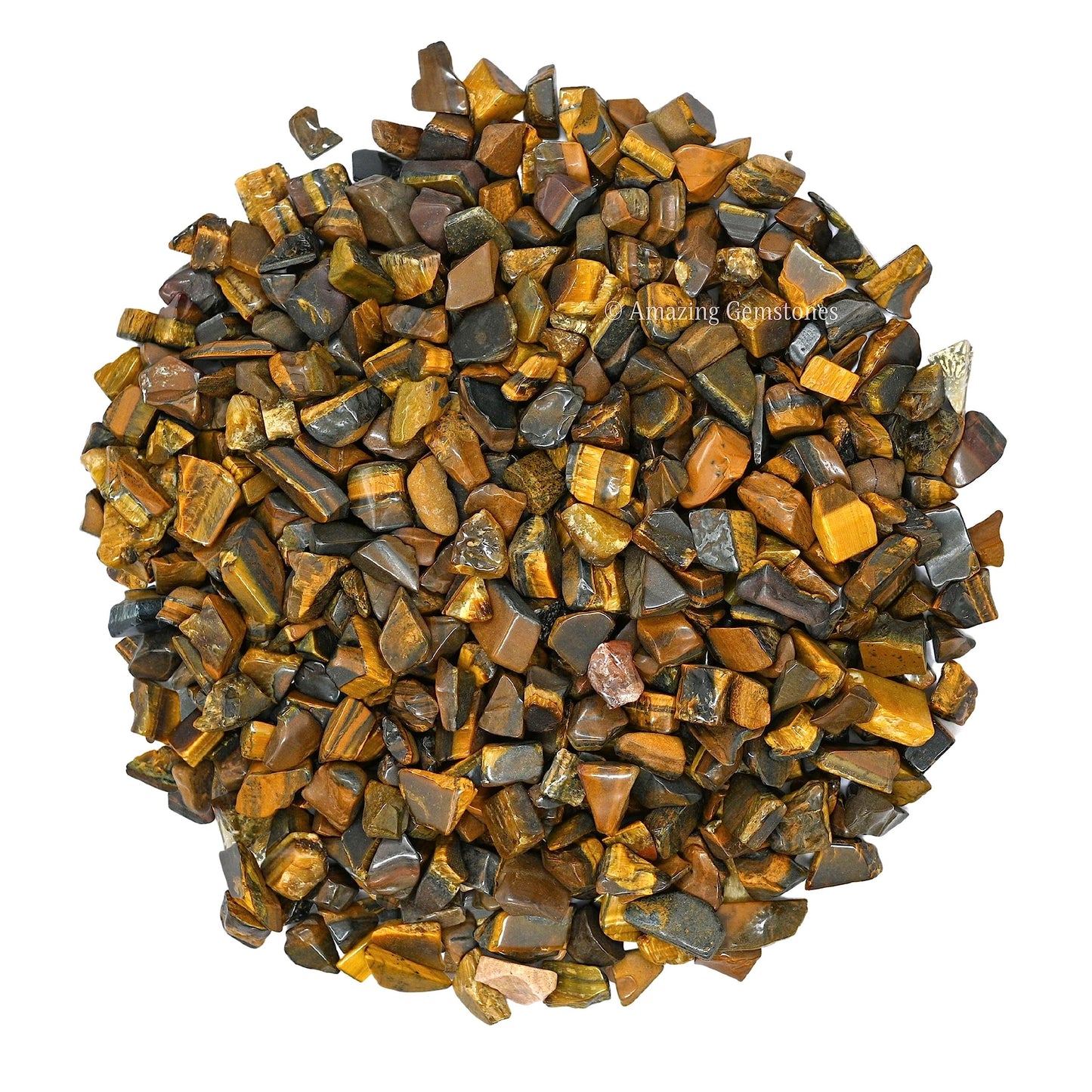 Amazing Gemstone Tiger Eye Crystal Chips Aquarium Gravel Rocks - Carnelian Chips Bulk Fish Tank Gravel, Small Tumbled Stone Chips and Tiny Crystals for Decoration (AAA Grade) (1000+ Carat Chips)
