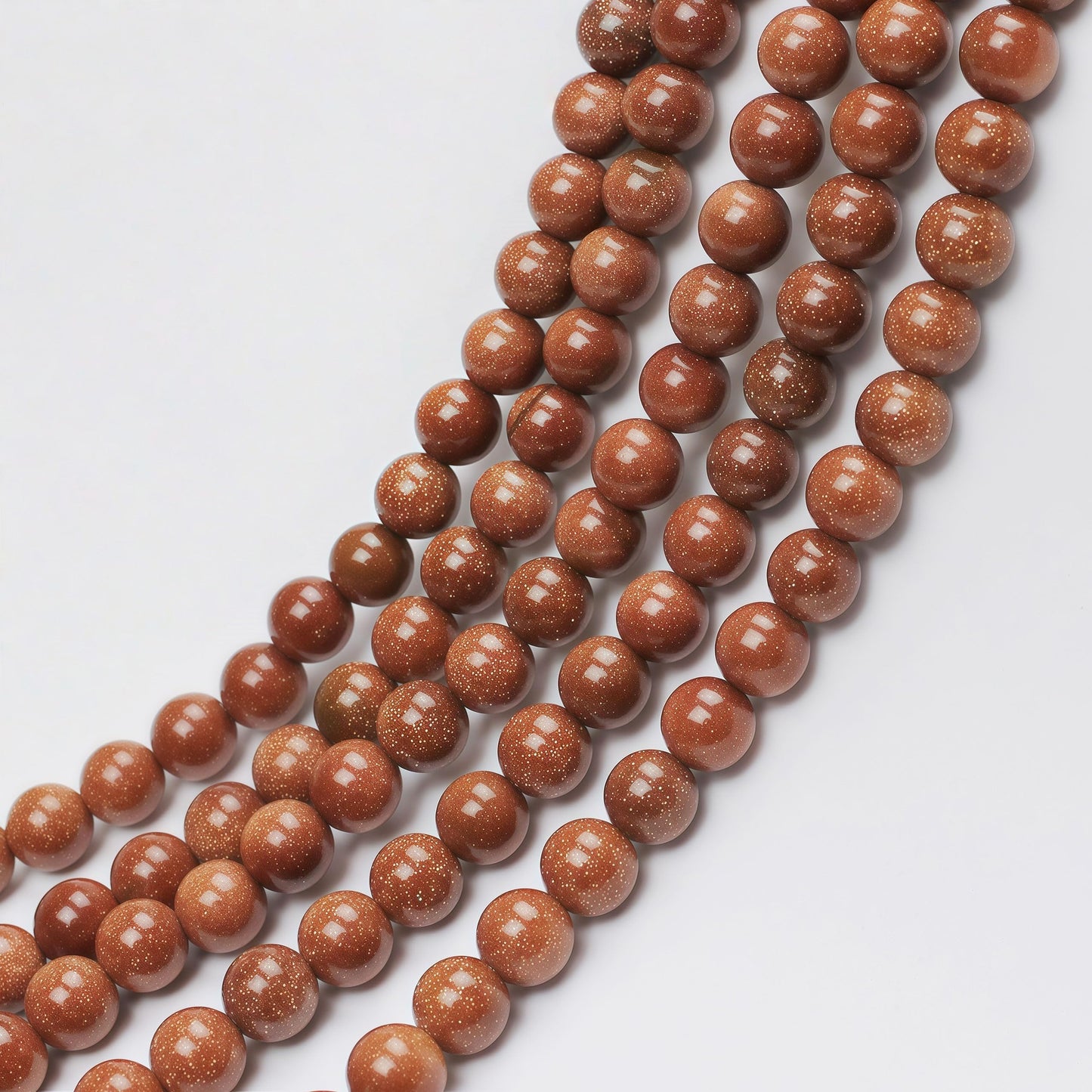 MJDCB AAA Natural Gold Sand Gemstone Loose Round Beads Spacer Beads for Jewelry Making (8mm)