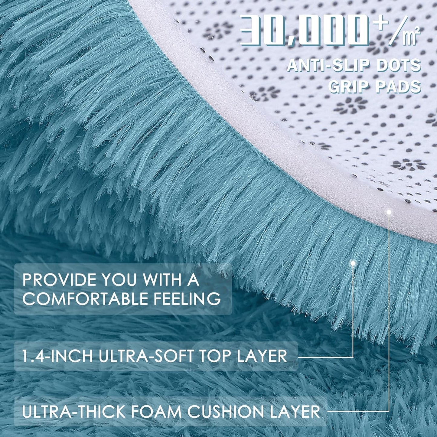 OLANLY Area Rug - Soft Fluffy Shaggy Design | Machine Washable 4x5.9 ft for Living Room & Bedroom - Slate Blue