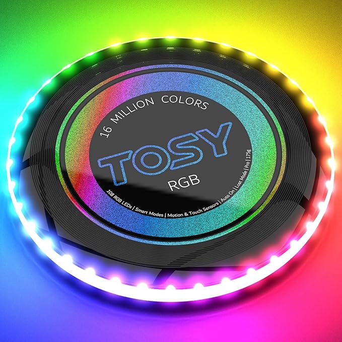 TOSY Bundle of 3 - RGB Black + Blue + Red - Frisbee 108 LEDs, 16 Million Colors