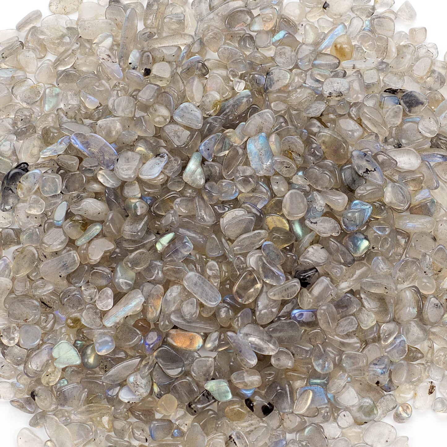 Cherry Tree Collection 1/2 Pound Polished Tumbled Gemstone Chips, Pebbles, Crystal Chips Bulk for Jewelry Making, Healing, Plants, Succulents, Aquariums, Decoration, Chakra (Labradorite)