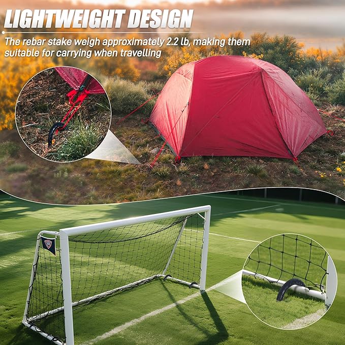 Anothera 4 Pack Heavy Duty Trampoline Stakes, 12 Inches Trampoline Anchors High Wind, Heavy Duty U Shaped Rebar Stakes for Trampoline, Tents, Inflatables, Fences, Outdoor Decoration